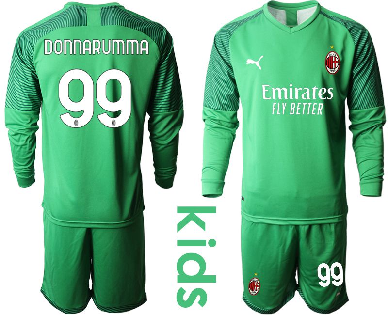Youth 2020-2021 club AC Milan green goalkeepe long sleeve #99 Soccer Jerseys